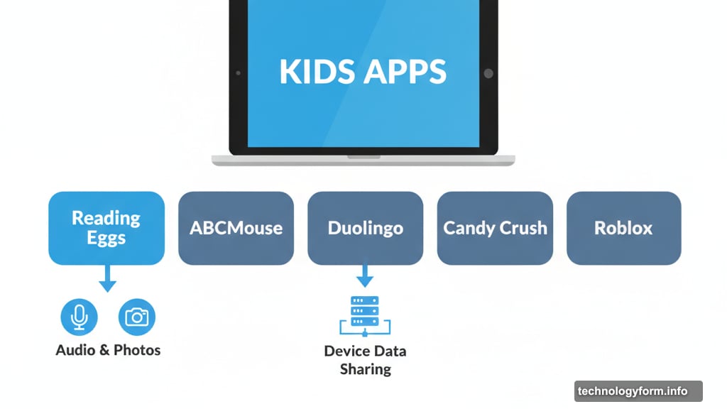 Kids apps like Reading Eggs collect audio and photos
