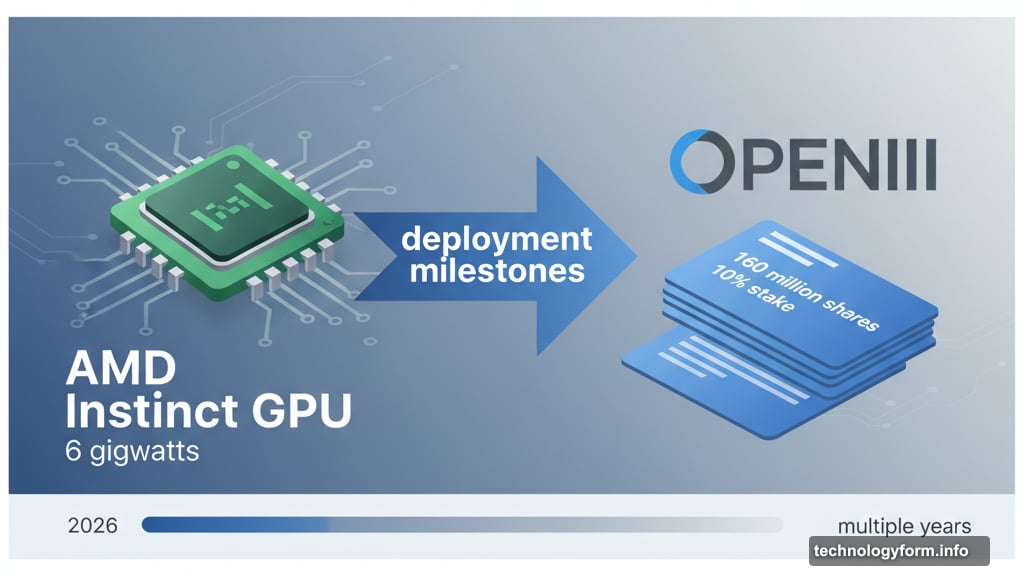 OpenAI acquires AMD stake through warrant exercised at deployment milestones