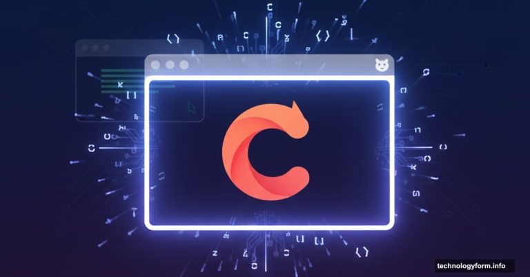 Claude AI code assistant displayed in glowing browser window with programming symbols