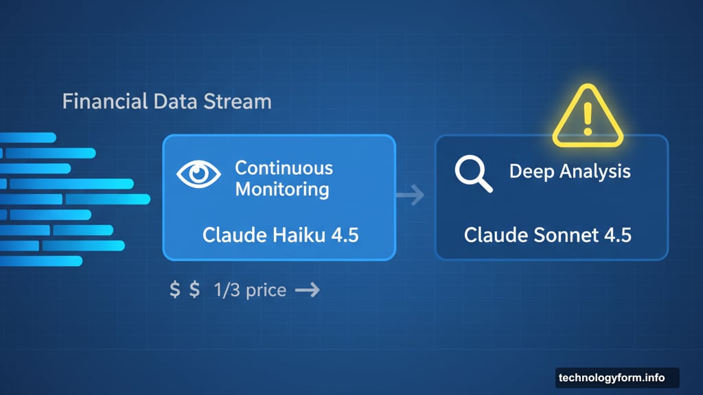 Haiku monitors data continuously and hands off to Sonnet