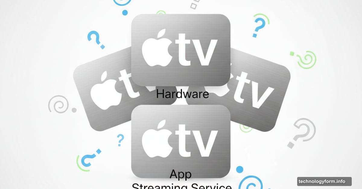 Three identical Apple TV logos stacked showing branding confusion