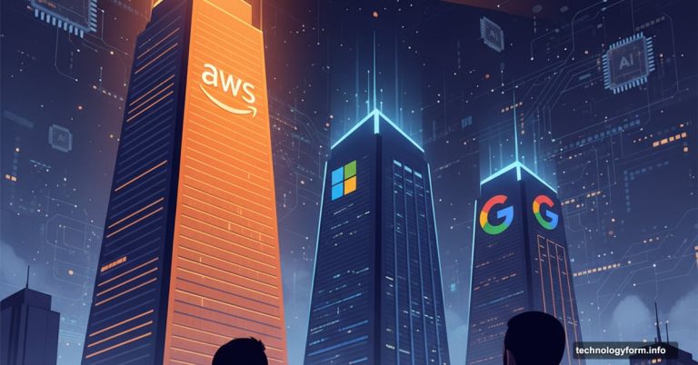 AWS tower firing AI beam at Microsoft and Google buildings