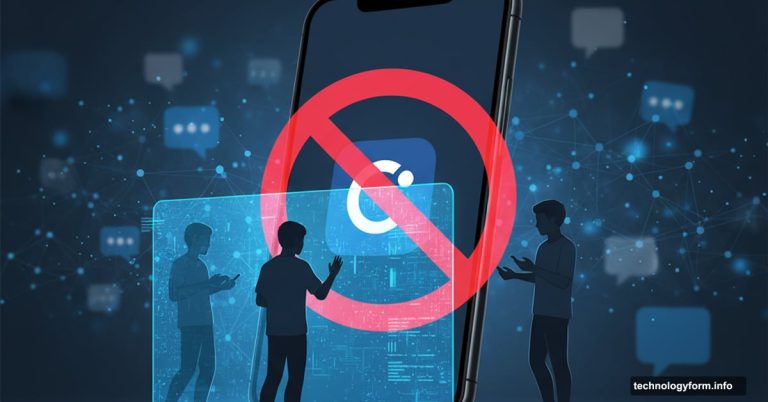 Character.AI app blocked by red prohibition symbol restricting teenage users