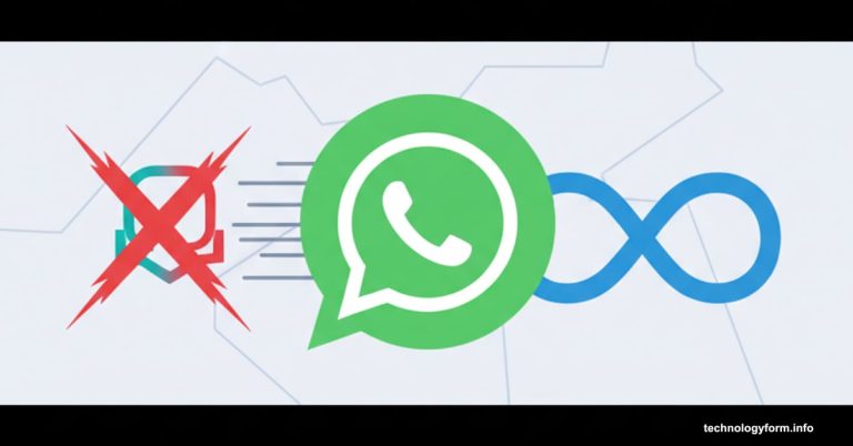 ChatGPT logo being ejected from WhatsApp logo with Meta looming