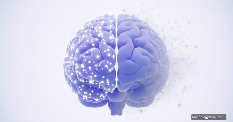 Human brain with fading memory dots overlaid with ChatGPT logo