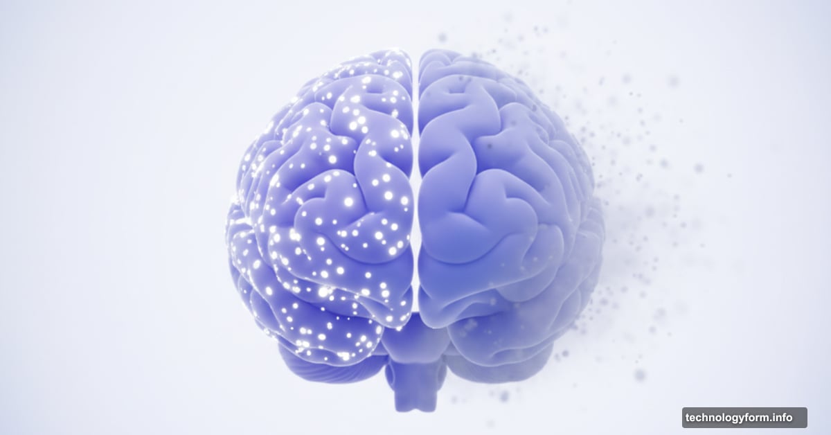 Human brain with fading memory dots overlaid with ChatGPT logo
