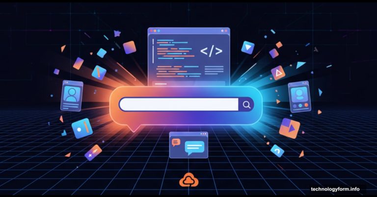 Text input transforming into applications and code with Cloudflare branding