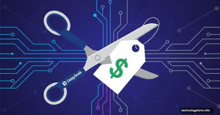 Scissors cutting price tag in half with neural network connections