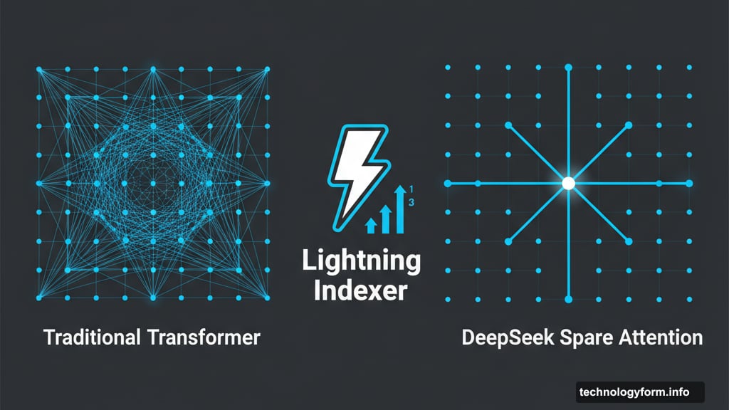 Sparse attention focuses on relevant tokens instead of all connections