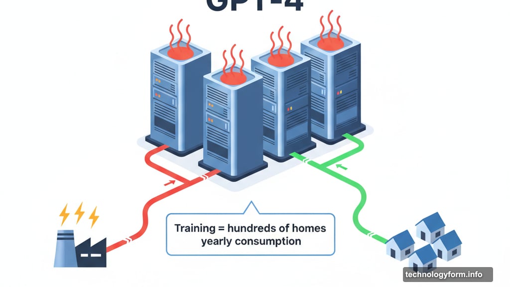 AI training consumes electricity equivalent to hundreds of homes annually