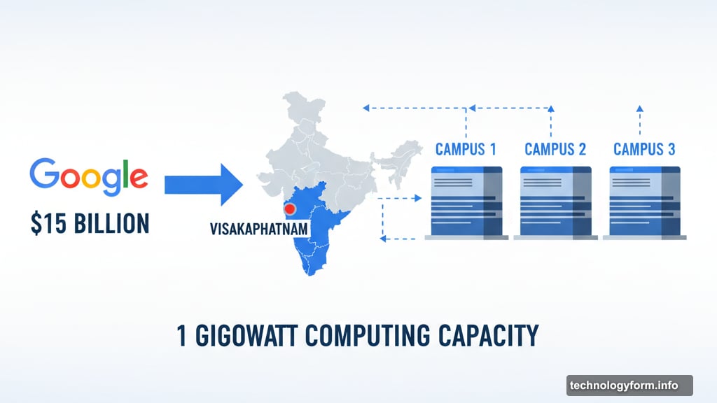 Google's fifteen billion dollar AI infrastructure investment in Visakhapatnam India