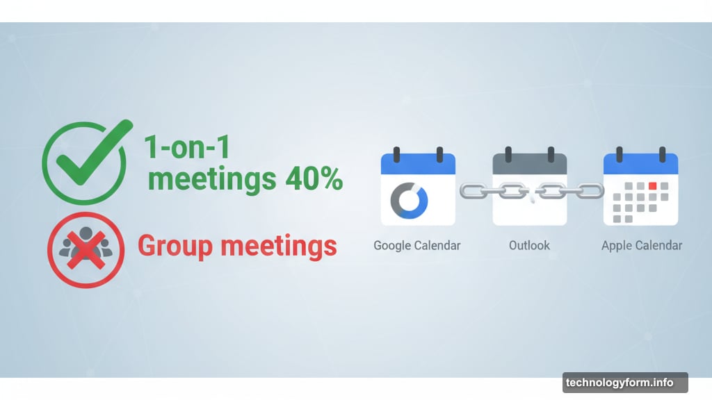 Tool limited to one-on-one meetings and Google Calendar users