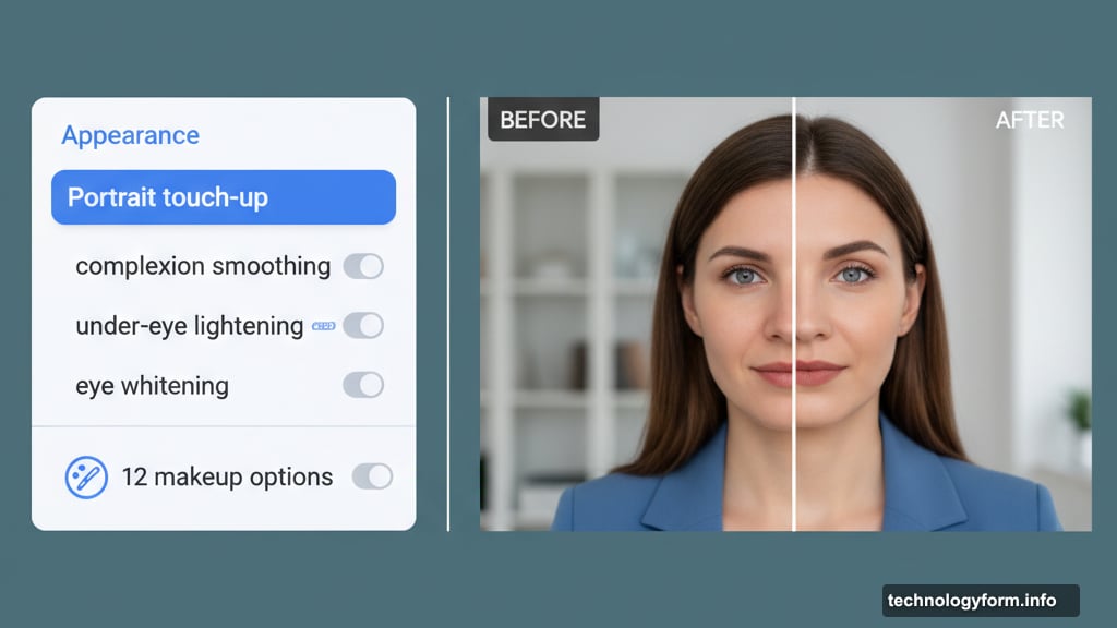 Portrait touch-up feature adds makeup options to existing appearance settings