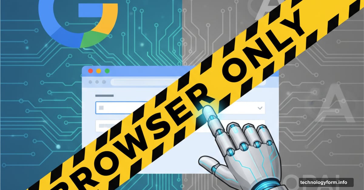 Google Gemini AI browser control with competitors ahead and limitations warning