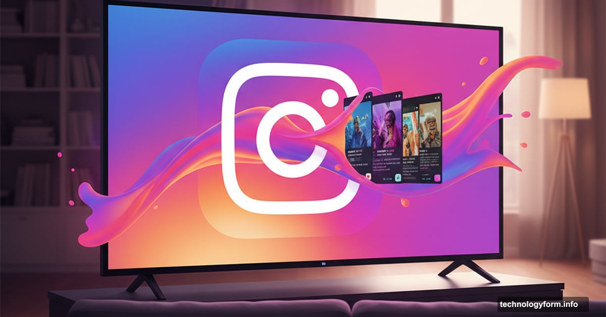 Smart TV displaying Instagram logo reaching into living room space