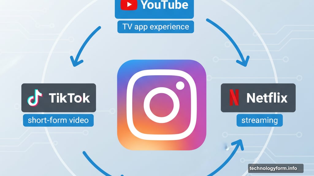 Instagram competes against YouTube, TikTok, and Netflix for television