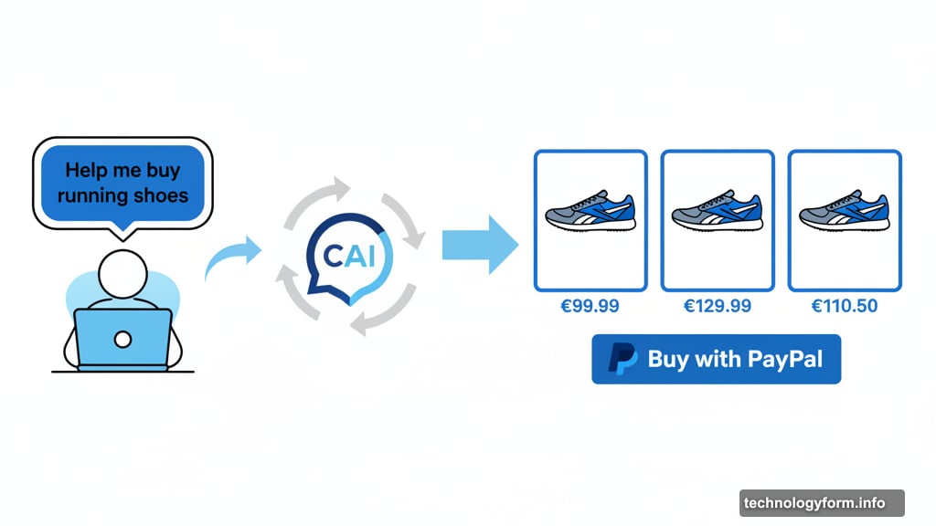 ChatGPT suggests products with integrated PayPal checkout button interface
