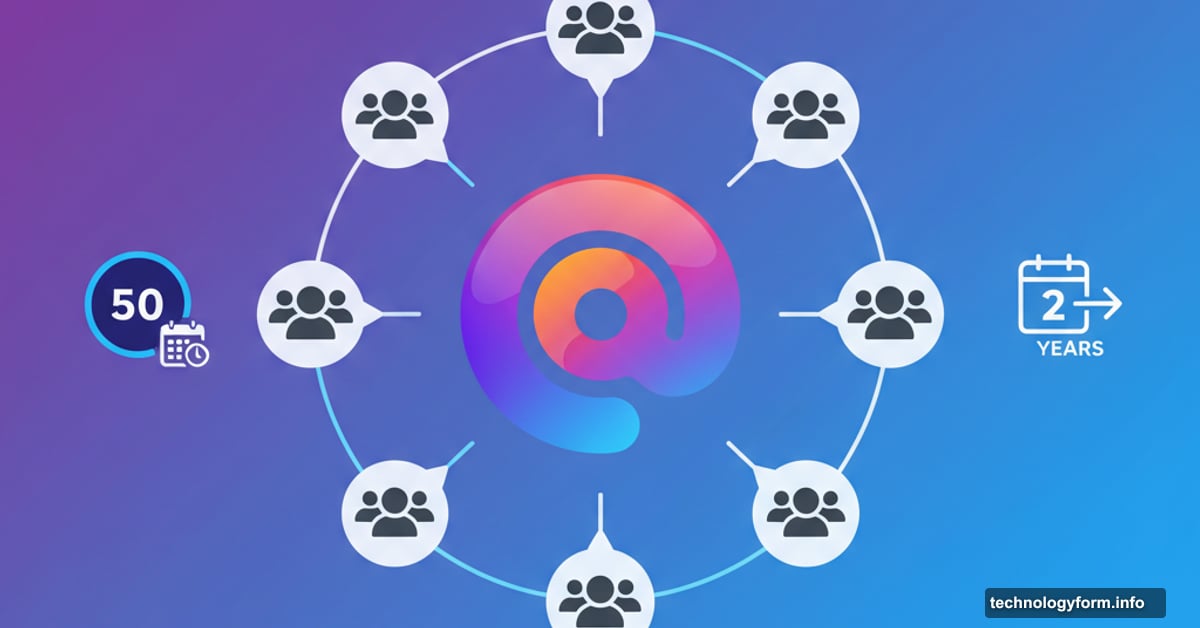Threads app logo surrounded by group chat bubbles and user icons