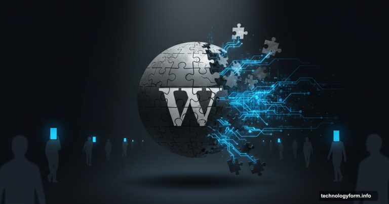Wikipedia globe logo cracking apart with AI neural networks emerging
