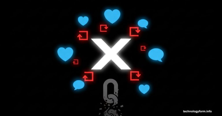 X platform logo suppressing link icon while promoting engagement buttons