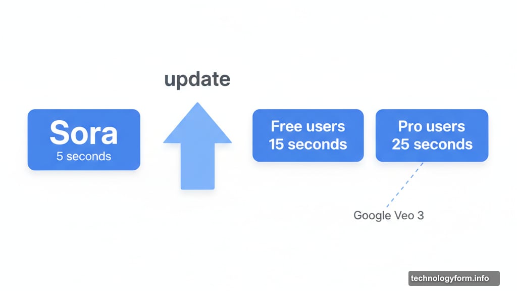 Sora video length extended from five to fifteen seconds for users