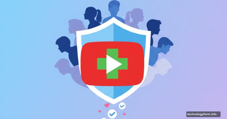 YouTube logo with medical cross and shield protecting diverse teenagers