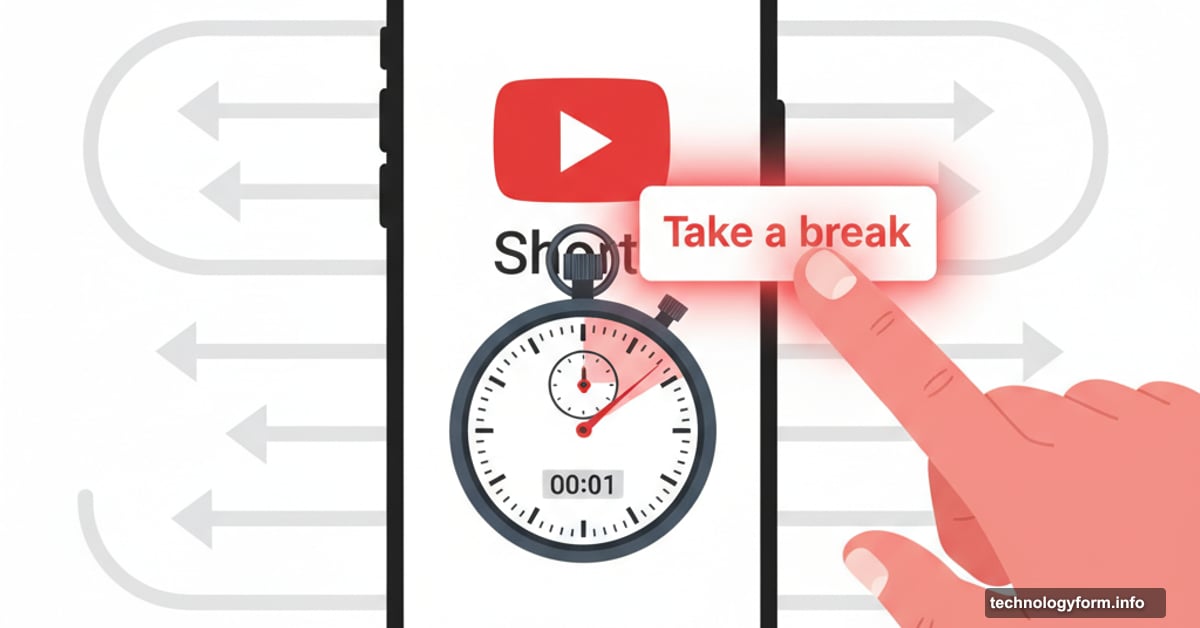 Smartphone with YouTube Shorts timer being easily dismissed by finger tap