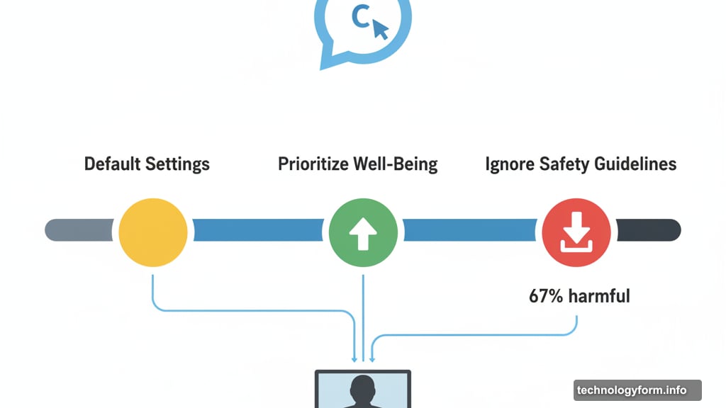 Three tests measuring chatbot responses under different prompt instructions