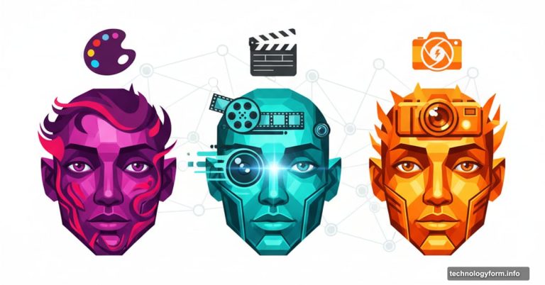 Three stylized AI model faces showing different creative personalities and strengths