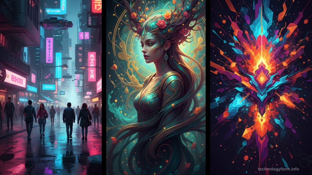 Different AI models produce distinct artistic styles and outputs