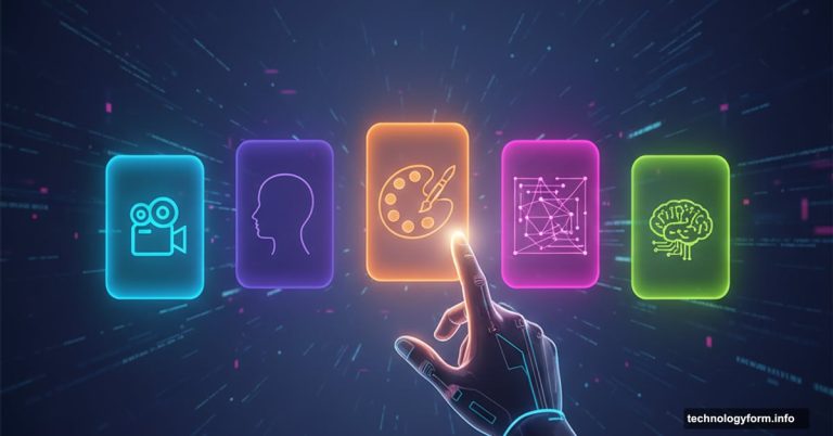 Hand selecting from lineup of AI model cards with distinct personality icons