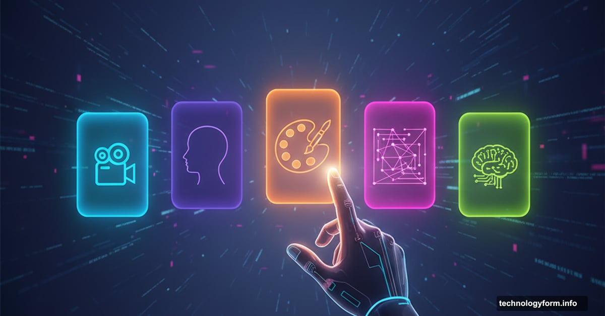 Hand selecting from lineup of AI model cards with distinct personality icons