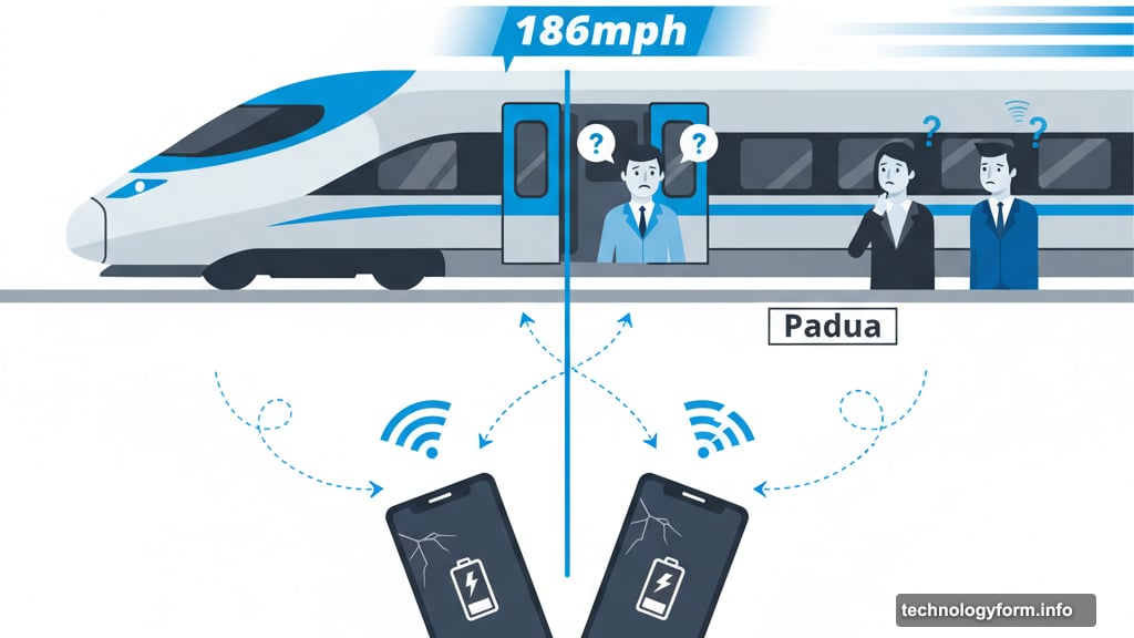 Family split across train platform at Padua, translation tech useless