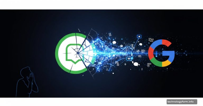 ChatGPT logo cracking with private chat data leaking toward Google logo