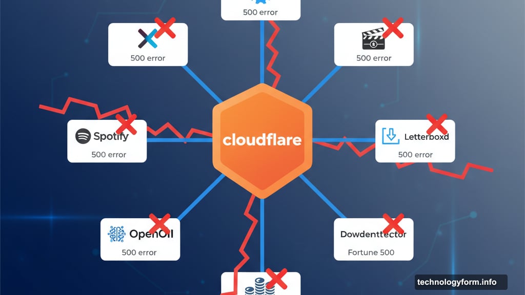 Cloudflare outage caused 500 errors across X, Spotify, and OpenAI