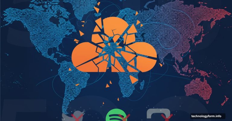 Cloudflare logo breaking apart with half the internet connections going dark