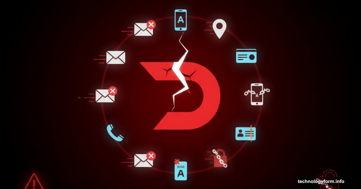 Cracked DoorDash logo with personal data icons leaking outward