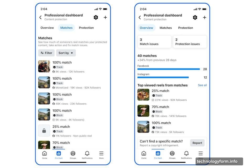 Three response options give creators control over stolen content
