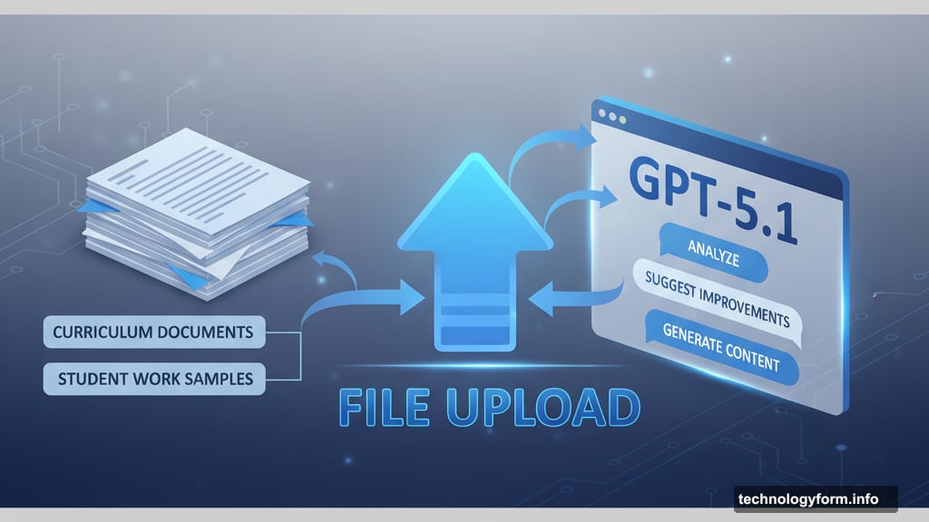 Teachers upload curriculum documents for GPT-5.1 analysis and content generation