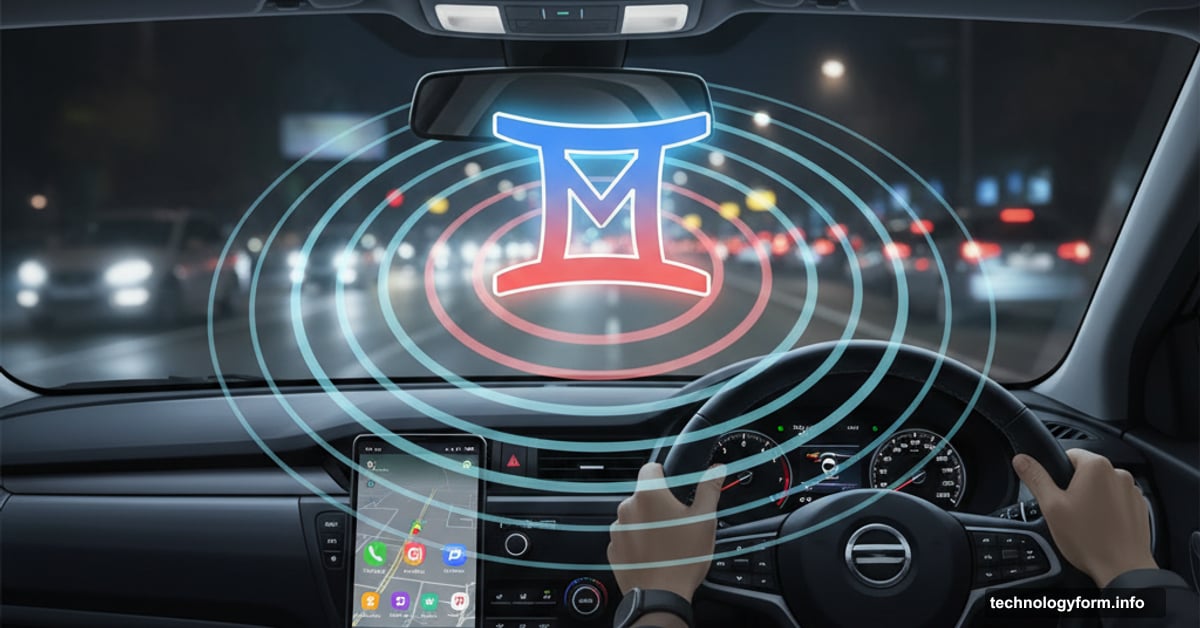 Google Gemini AI logo hovering over car dashboard and steering wheel
