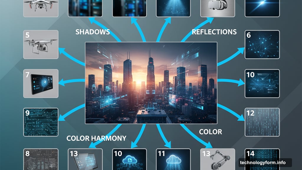 Blending up to 14 different source images into single composition