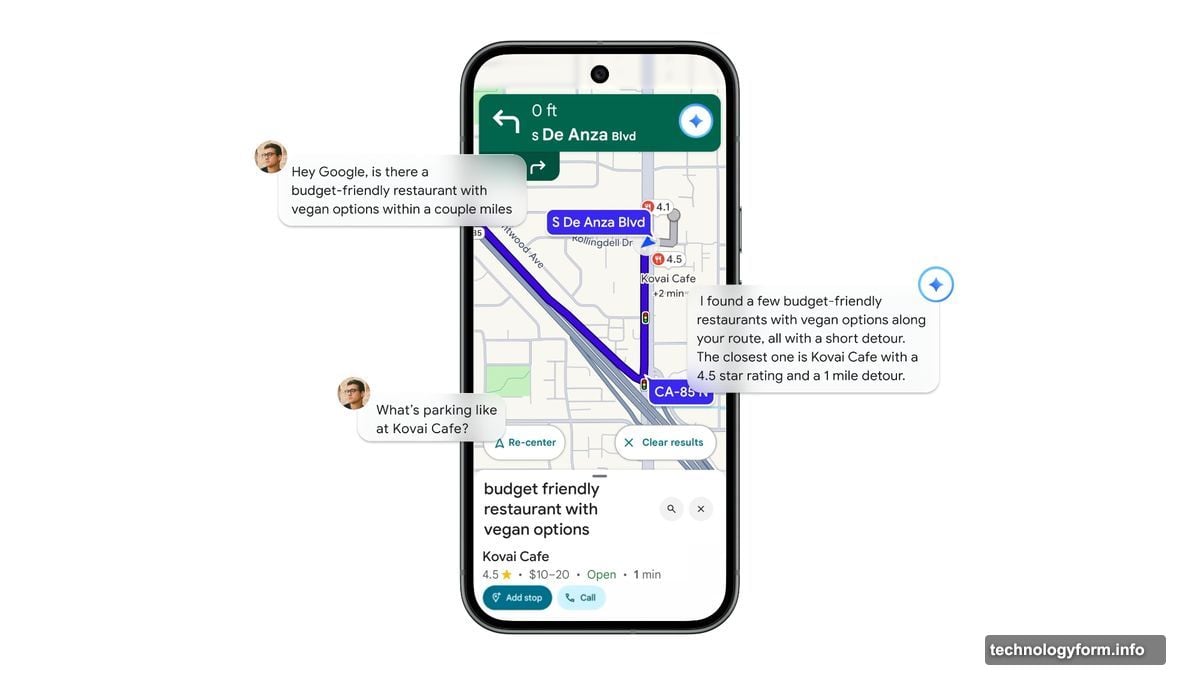 Maps identifies visible landmarks near turns instead of distance measurements