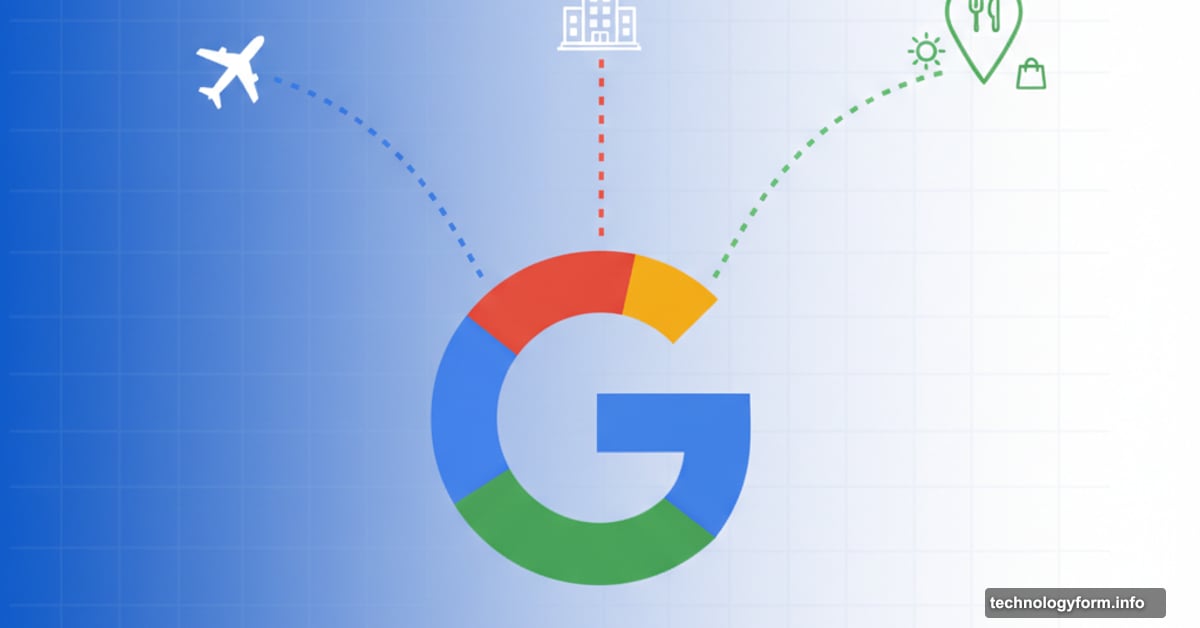 Google logo with airplane, hotel, and activity icons representing AI travel planning