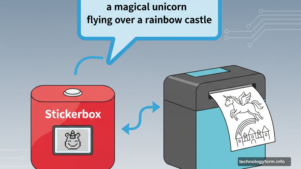 Voice-activated printer transforms spoken ideas into physical stickers kids color
