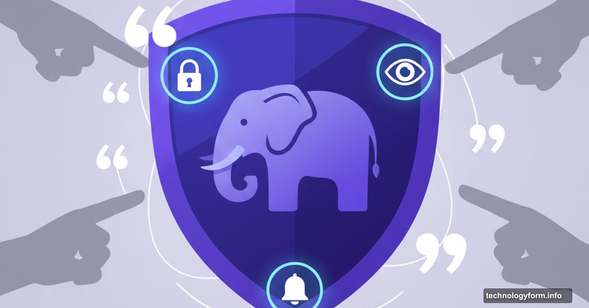 Mastodon logo in protective shield with safety icons blocking toxic quote posts