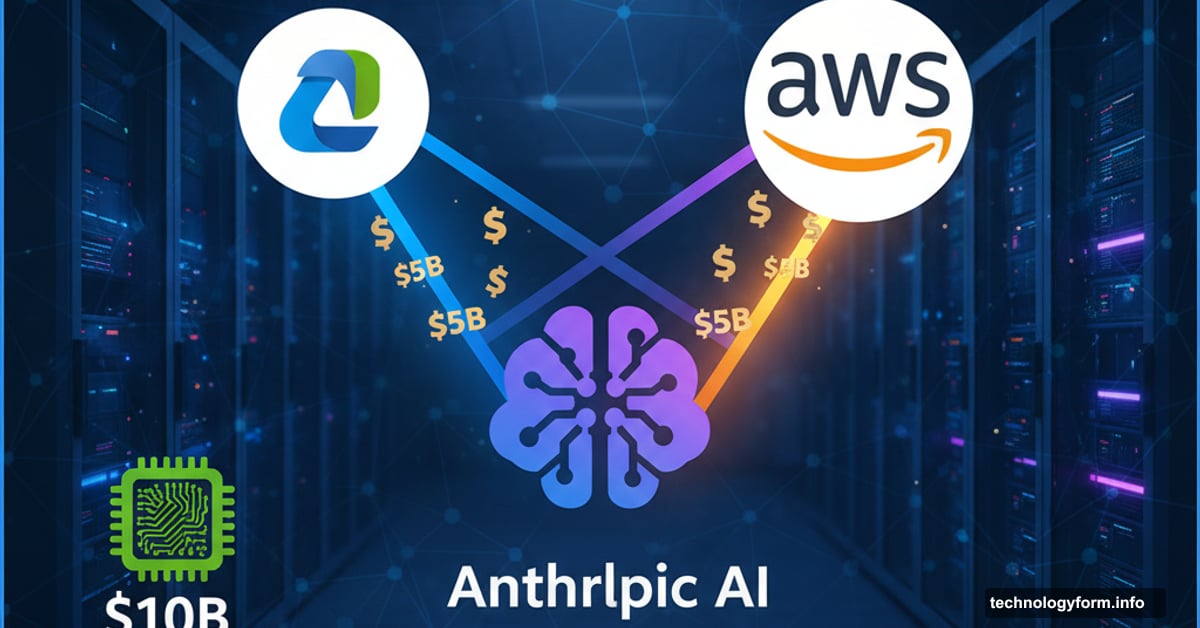 Microsoft Azure, Amazon AWS, and Anthropic Claude logos in partnership triangle