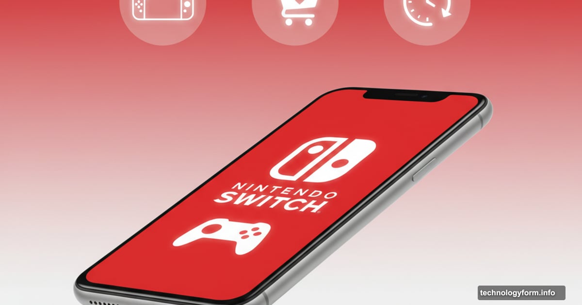Smartphone showing Nintendo Store app with shopping and gaming icons