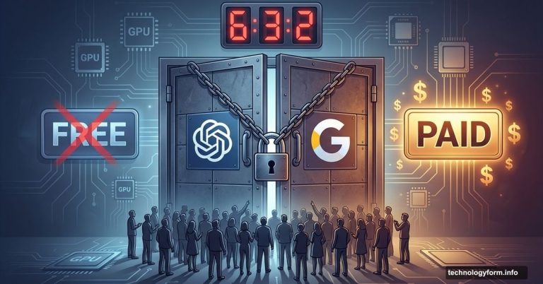 Locked door with OpenAI and Google logos blocking free users