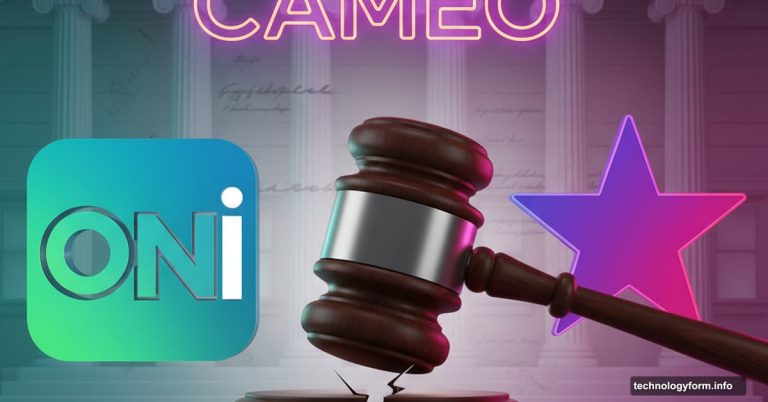 OpenAI and Cameo logos separated by judge's gavel striking trademark dispute