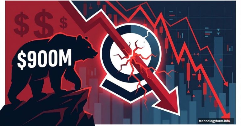 Palantir logo crushed by downward arrow with bear symbolizing Burry's short